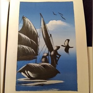 ASIAN HANDPAINTED SILK CARD
